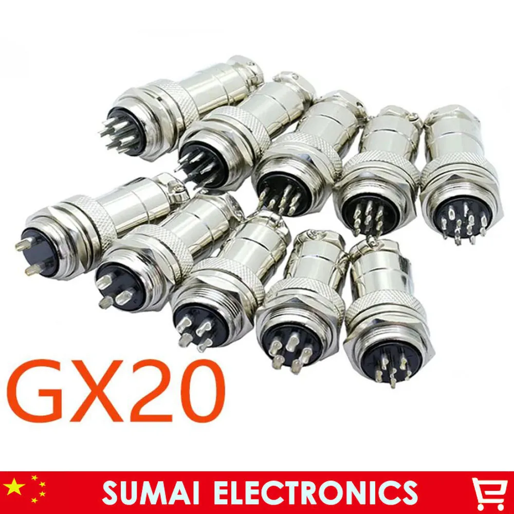 2/3/4/5/6/7/8/9/10/12/14/15 Pin 20mm Wire Panel  kit GX20 Socket+Plug,RS765 Aviation plug ,circular connector