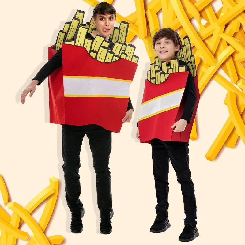 

Unisex Funny Food Outfits Cosplay Adult French Fries Fancy Dress Costume Enfant Giant Cone Carnival Halloween Costumes