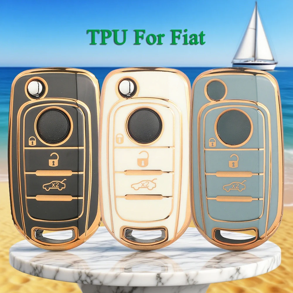 

jingyuqin 3 Buttons NEW TPU Remote Car Key Case Fob For FIAT Tipo 500 Toro Cronos Egea 500X Strada Accessorie
