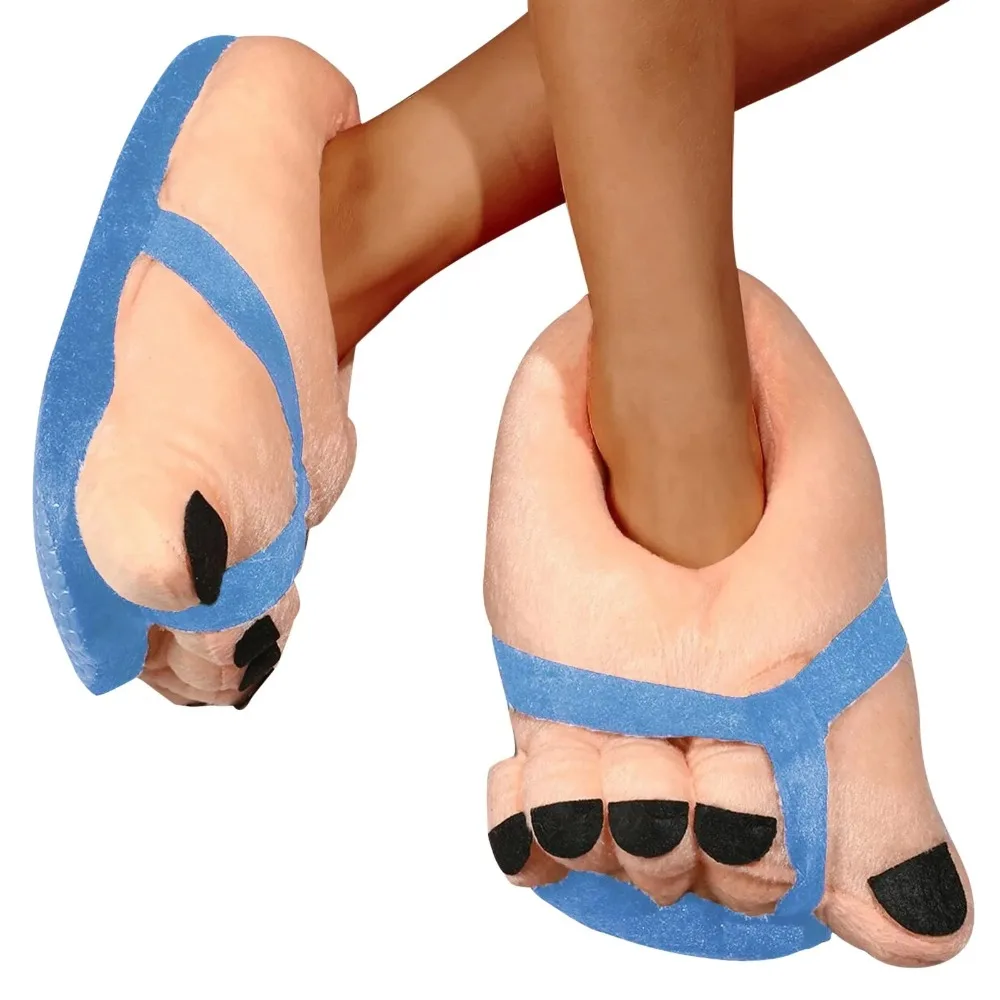 Men Women Winter Slippers Big Feet Creative Couples Funny Slippers House Slides Home Soft Warm Cotton Slider