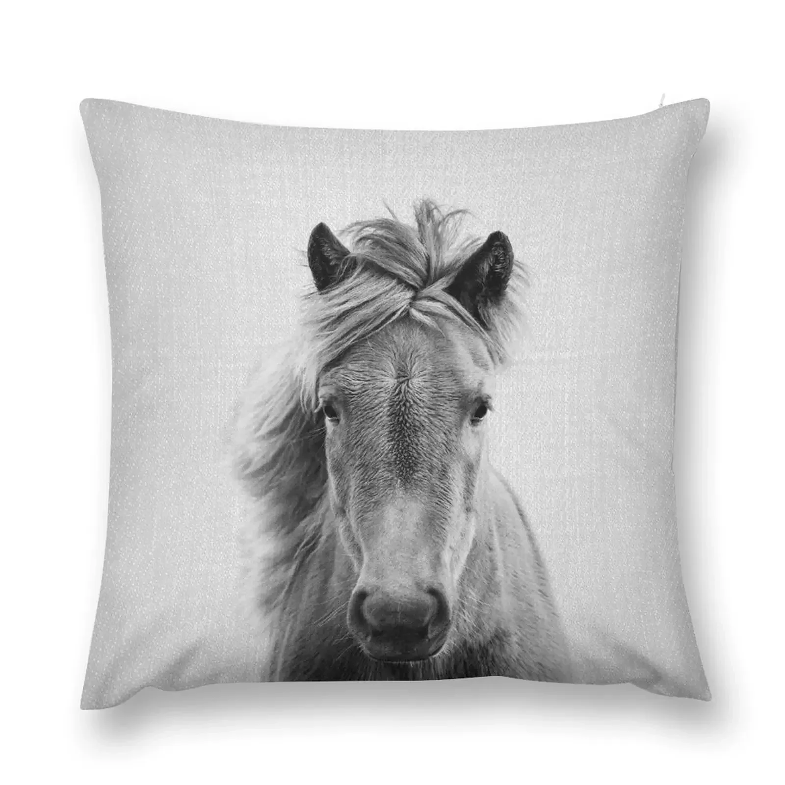 

Horse - Black & White Throw Pillow Pillows Aesthetic Room decorating items pillow