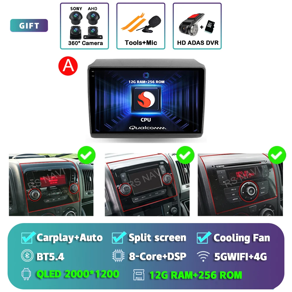 Android 15 For Fiat Ducato Peugeot Boxer Citroen Jumper 2006-2022 2K QLED Android Car Radio Multimedia stereo Player GPS CarPlay
