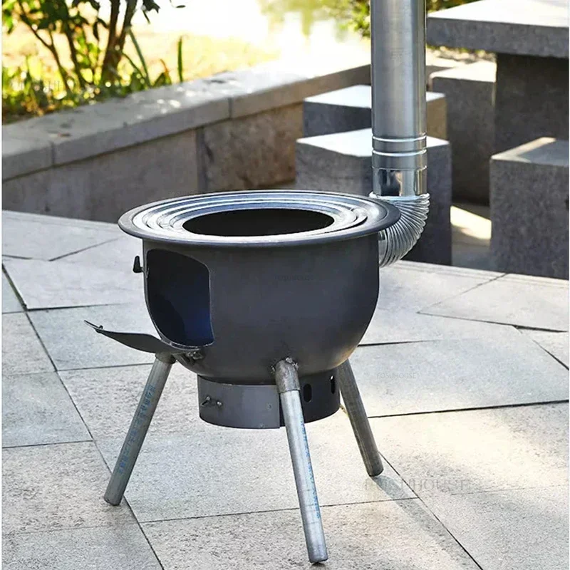 Camping Fire Pits Outdoor Grill Stand Camping Furnace Heating Wood Fire Stove Household Rural Portable Brazier Stove Stand