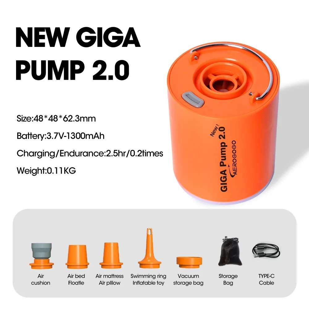 New GIGA Pump 2.0 Mini Air Pump 3 in 1 Outdoor Camping Lantern Vacuum Pump For Mattress Swimming Ring Air Pillow