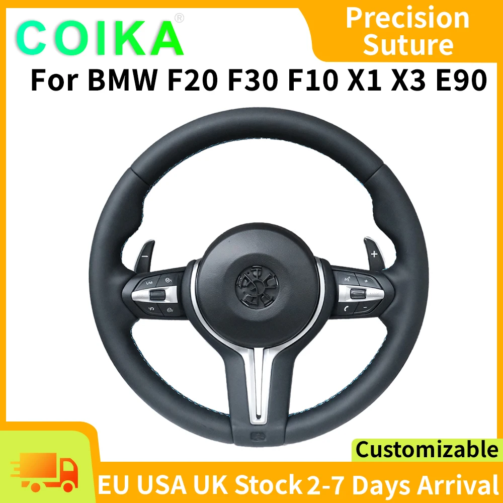 M Sport Volante de couro completo para BMW M3 F30 F15 F16 F20 F21 F25 F26 M5 F10 F11 F06 F07 F12 F13 F01 E90 E90 X5 E70 E87 E81