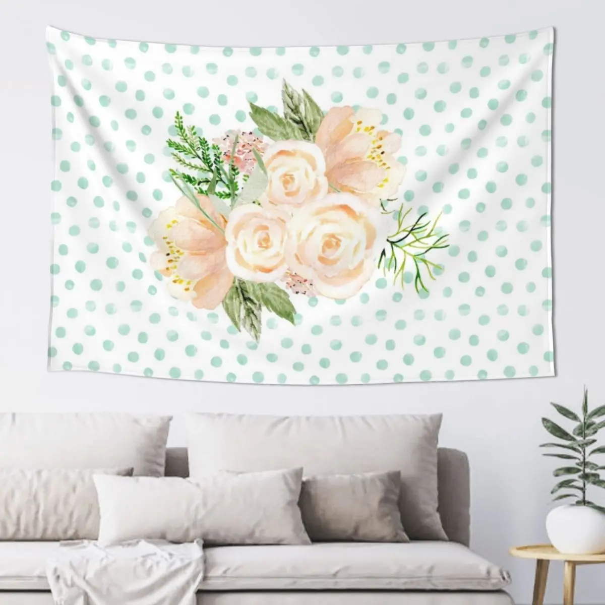 

Beige gold peach peonies watercolor bouquet Tapestry Aesthetics For Room Tapestry