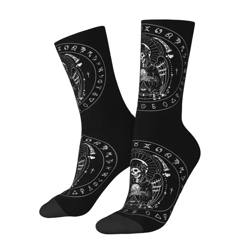 Fashion Print Holy Death Santa Muerte Socks for Women Men Stretch Summer Autumn Winter Crew Socks