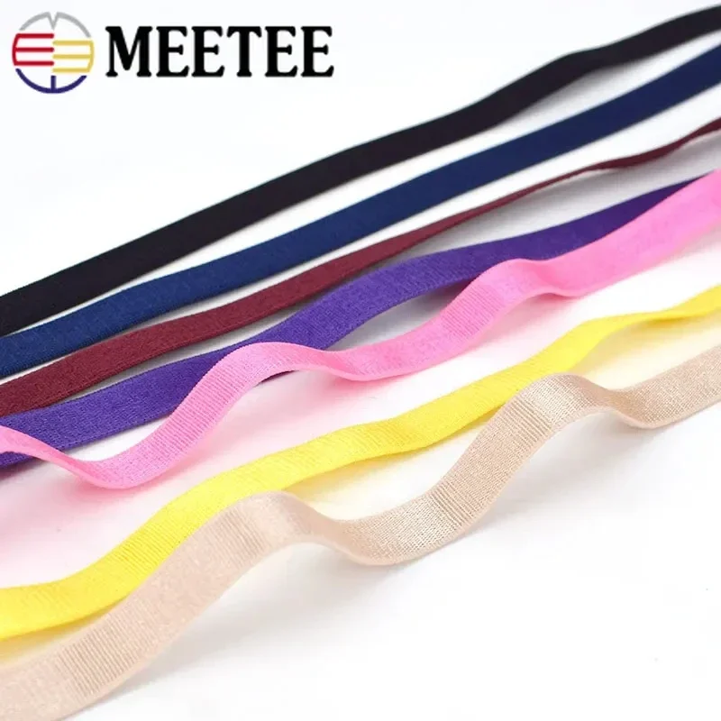 20/50M Colorful Elastic Bands 10mm Spandex Soft Bra Shoulder Strap Elasticity Trim Underwear Belt DIY Garment Sewing Accessories