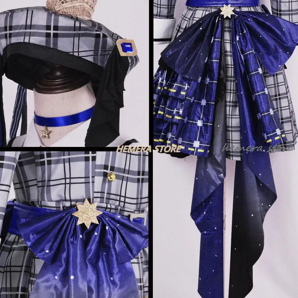 YouTuber japonais Virtural Hololive Anime Cosplay Costumes, Hoshimachi, Hosimaiss, Suisei Outfits, Cute Girl, Lolita Plaid fur s, 2 Wig