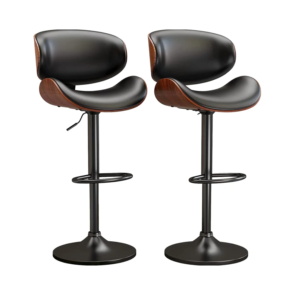 

Modern Adjustable PU Leather Swivel Bar Stool, Counter Height Barstool with Back and Footrest for Kitchen Island