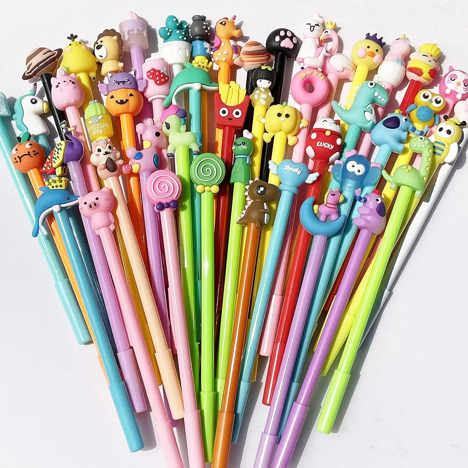 

150 Pcs Cute Cartoon Black Gel Ink Pens Cartoon Animal Writing Tools 0.5 Mm Assorted Styles Stationery for School Office Home