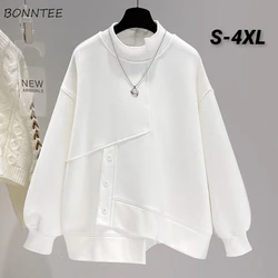 Sweatshirts Women S-4XL Irregular Loose Unisex Cool Streetwear White College Design Black All-match Lazy Aesthetic Kpop Clothes