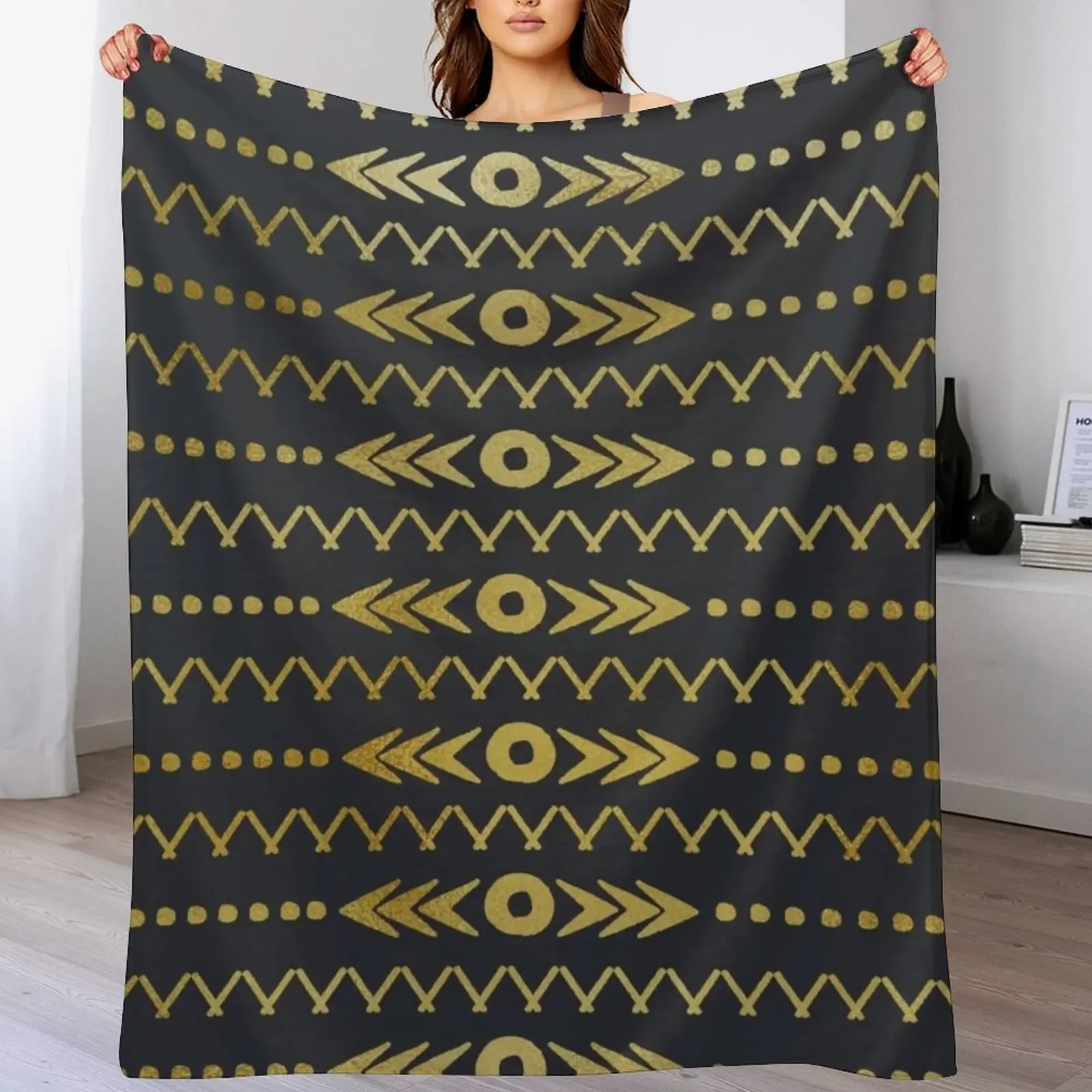 

Gold Geometric Throw Blanket Multi-Purpose cosplay anime Cute Plaid Tourist Blankets