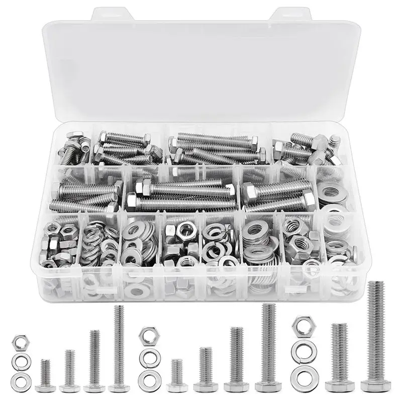 

AB42-246PCS Hex Head Nuts And Bolts Assortment Kit, 1/4-20, 5/16-18,3/8-16 Bolts And Nuts Kit