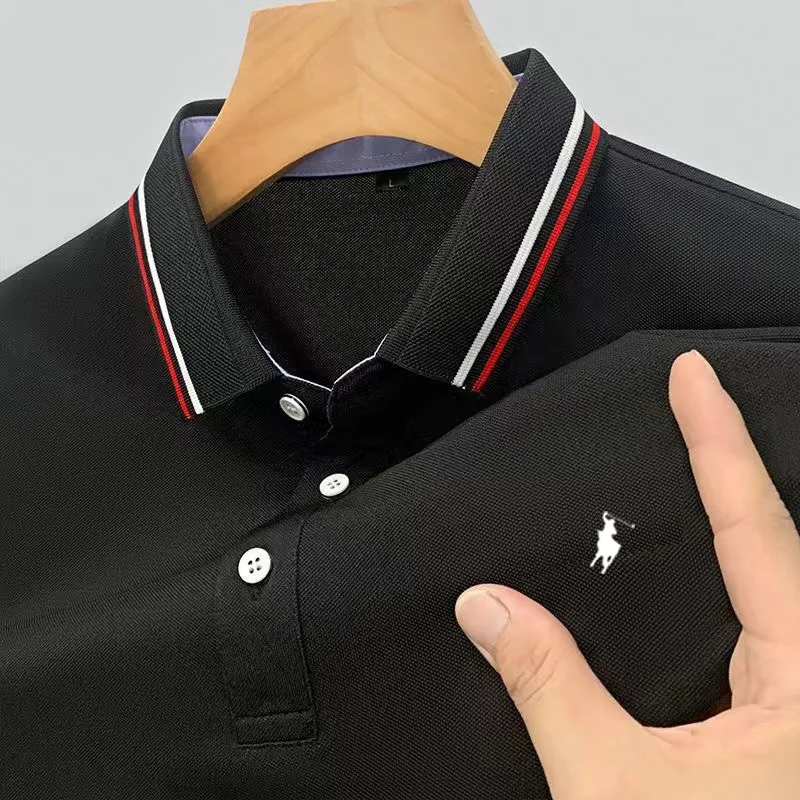 Polo de manga corta para hombre, camisa de marca con bordado auténtico, versátil, ligera, de lujo, superventas, verano, 2024