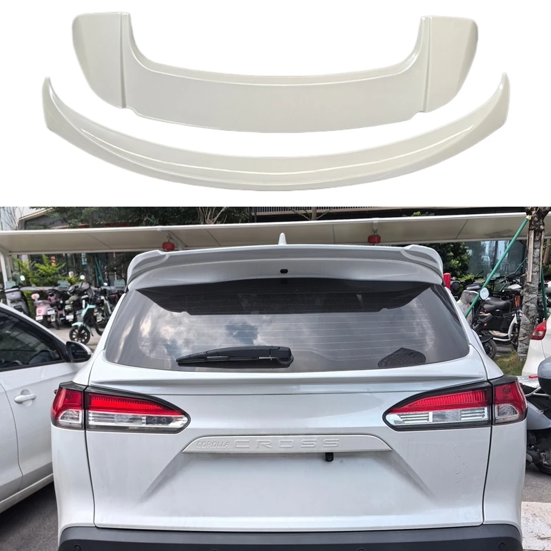 Für Toyota Corolla Cross 2022-2025 Kofferraumlippe Flügel ABS Hochglanz Schwarz /Carbon-Look Heckdach Mittelspoiler Karosserie-Kit Zubehör