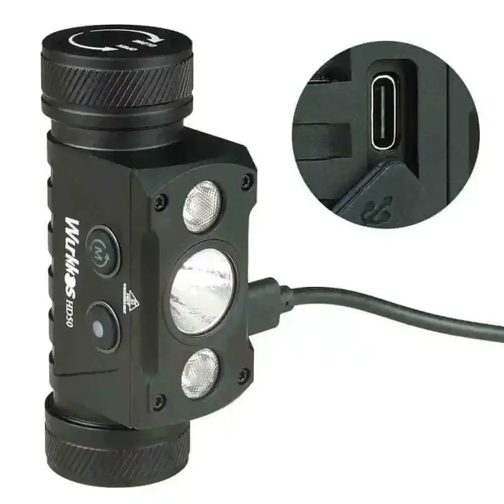 Mini torcia frontale Wurkkos HD50 a doppia sorgente da 4000 lumen
