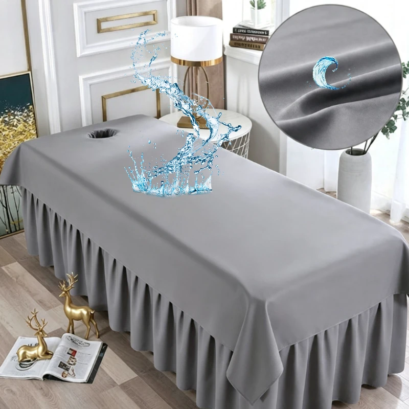 1PCS Waterproof and Oil Resistant Bed Sheet Beauty Salon Massage Special Breathable and Perforated Flat Bed Sheets for Spa Clubs