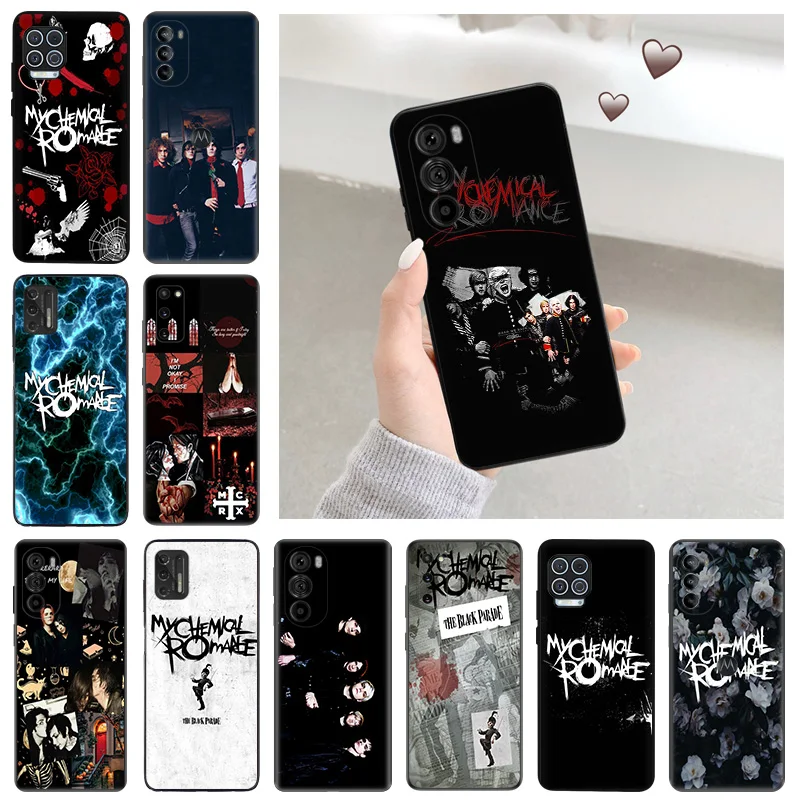 My Chemical Romance Silicone Black Phone Cases for Motorola Moto G73 G53 G Stylus 5G Edge 30 20 One G9 G82 G72 G52 G32 G22 G200