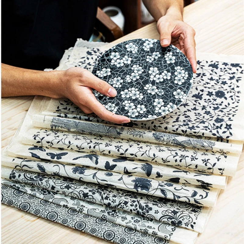 

6pcs Black Pottery Art Clay Transfer Paper Underglaze Decal DIY Firing Ceramic White Porcelain Stickers Decal Paper Clay Tool