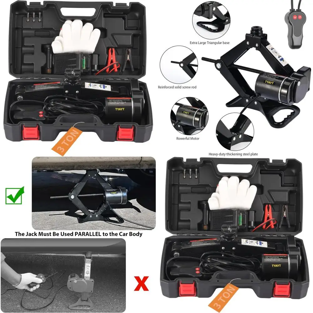 

12V Portable Scissor Jack for 3-Ton Vehicles: Ideal for Sedans, SUVs, and Tire Changes