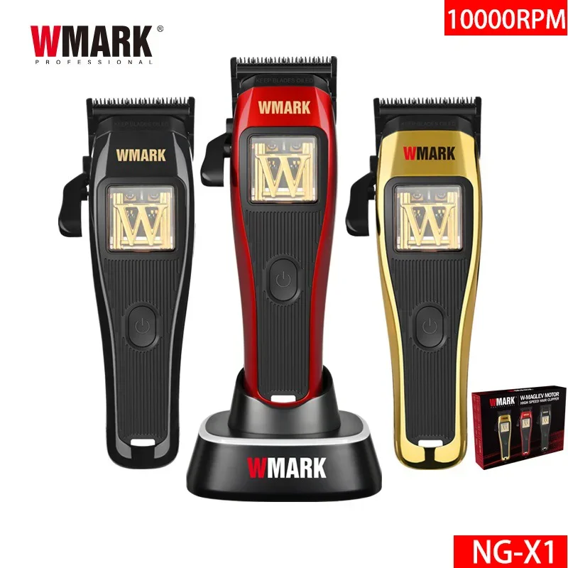 

10000RPM WMARK NG-X1 Professional Hair Clippers for Men,Microchipped Magnetic Motor 9V with Charge Stand,Cordless Cutter Trimmer