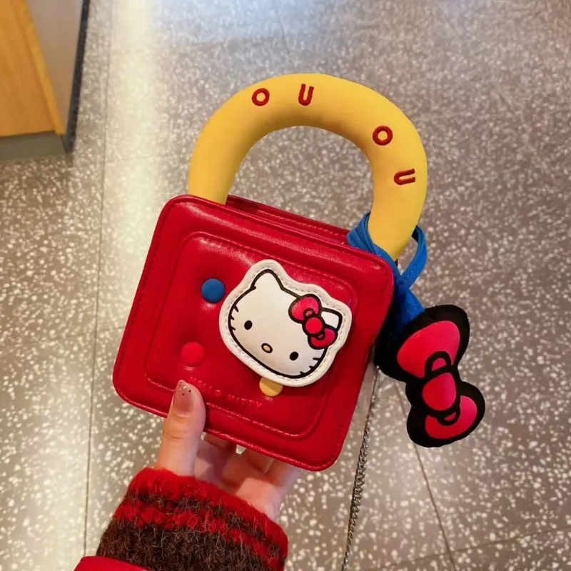 

Kawaii Sanrio HelloKitty Handbag Chain Crossbody Bag New Women Anime Cute Daily Mini Commuting Bag Cartoon Portable Pu Girl Gift