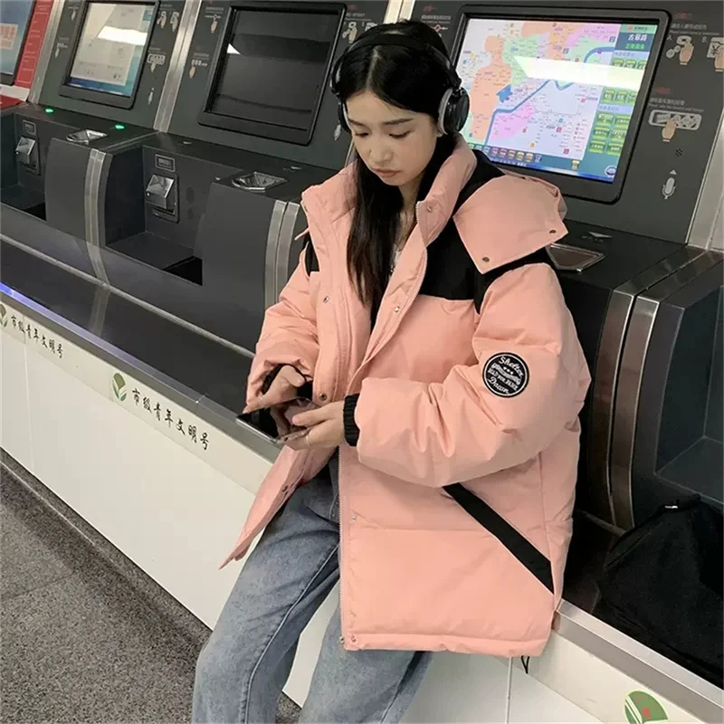 Down Padded Jacket Women's 2022 Winter New Korean Version Loose Padded Jacket Padded Jacket Oversize Bread Jacket Short Jacket C