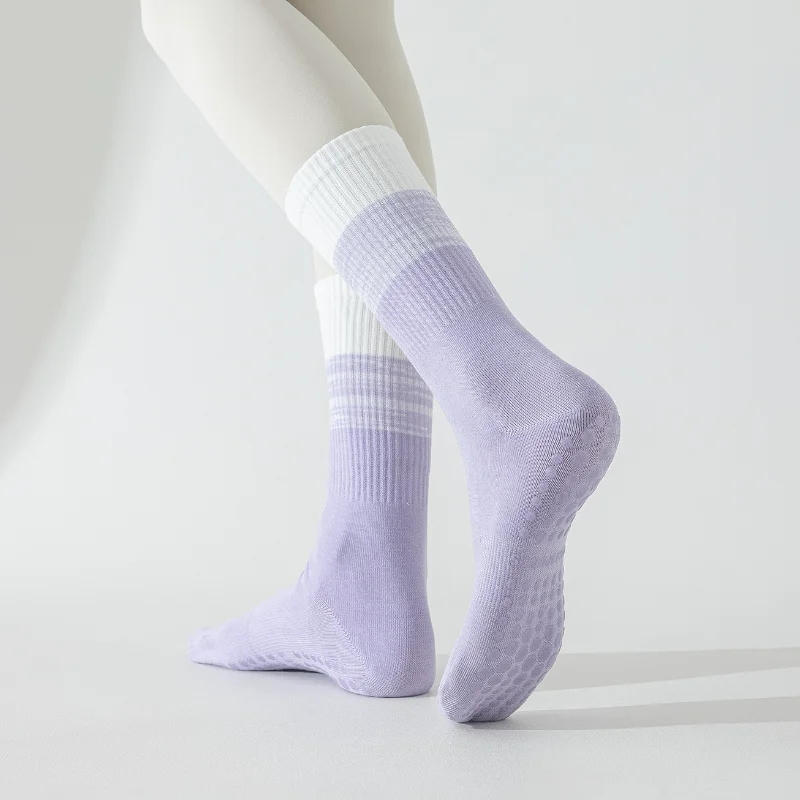 

Силиконовые противоскользящие носки для йоги с точечным покрытием для женщин, спортивные носки для балета, дезодорирующие носки до середины икры