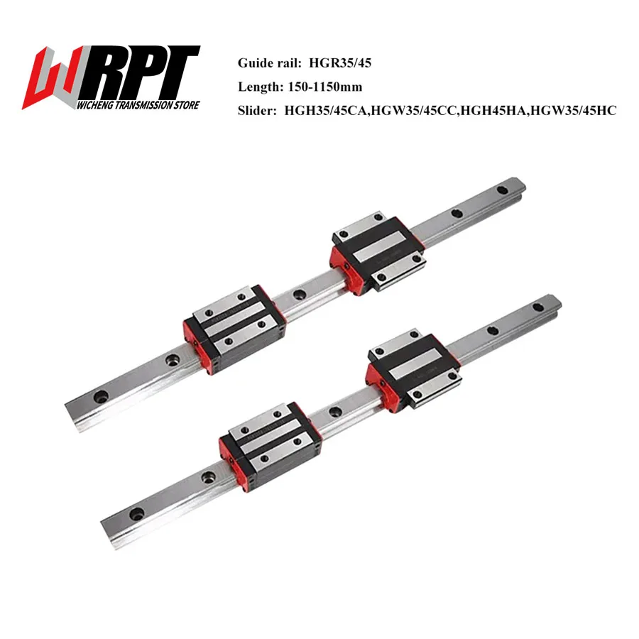 Linear Guide Rail 2PCS HGR35 HGR45 150-1150mm Guideways Rod+4PCS HGH35/45CA HGW35/45CC HGH45HA HGW35/45HC Slider Carriages