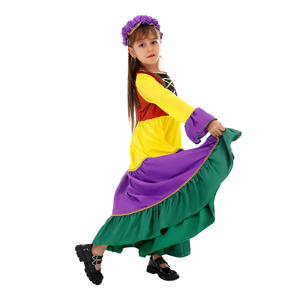 Dziecięce dziewczęce tęczowe spódnice sukienka przebranie na karnawał spódnica maska występ na scenie stroje urodziny dzieci Halloween karnawałowe garnitury