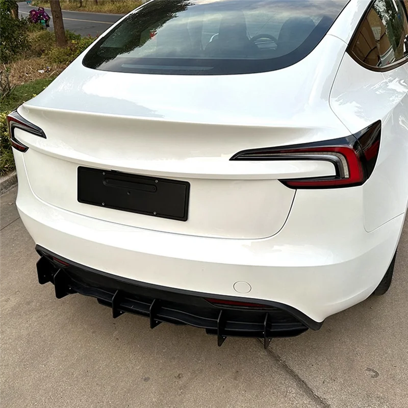 

Car Rear Bumper Diffuser Spoiler Lip Black Car Styling Accessories For Tesla Model 3 2023+-ABQF