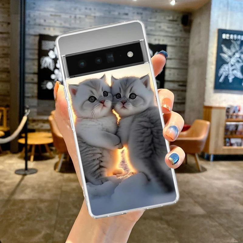 Custodia per telefono Kiss Cat Cute Kitten per Google Pixel 8 7 6 5 4 4XL Silicone antiurto 7A 6A 5A 4A 3A 3AXLPro 5G guscio trasparente