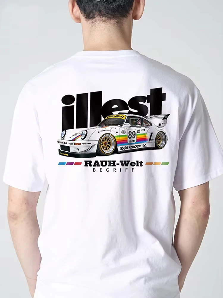 

SMSG P-Porsche RWB Modified Car Boys Original Heavy Short-sleeved Shirt Men's and Women's Pure Cotton T-shirt Men Clothing Tees