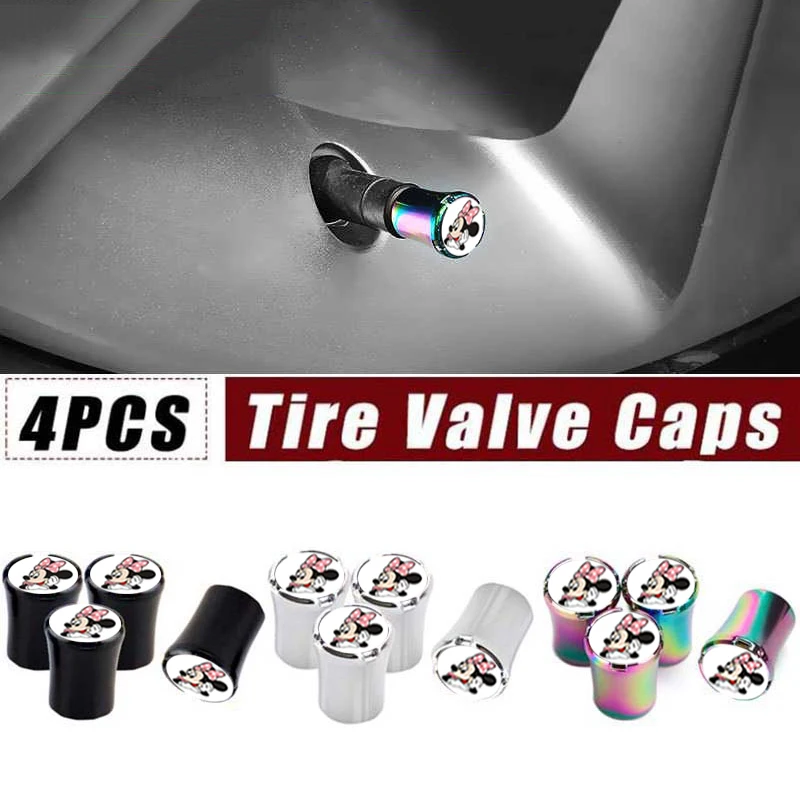 

4pcs Disney Minnie Anime Cartoon Universal Car Wheel Tire Valve Stem Caps for Hyundai KIA Ford Jeep Jaguar Lexus Opel Peugeot MG