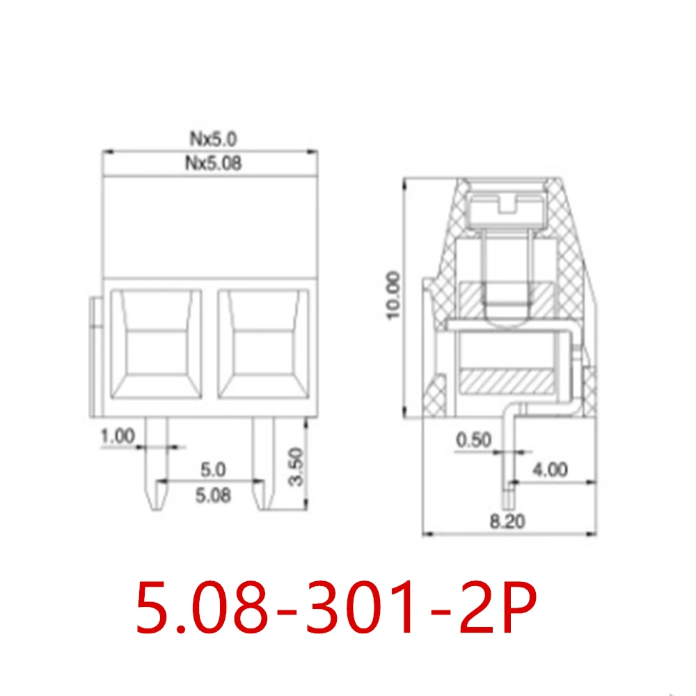 50/100 PCS KF 2P 3P Screw Wire Terminal Block KF128-2P KF128-3P Pitch 5.0/5.08mm Straight Pin Spliceable PCB Cable Connector