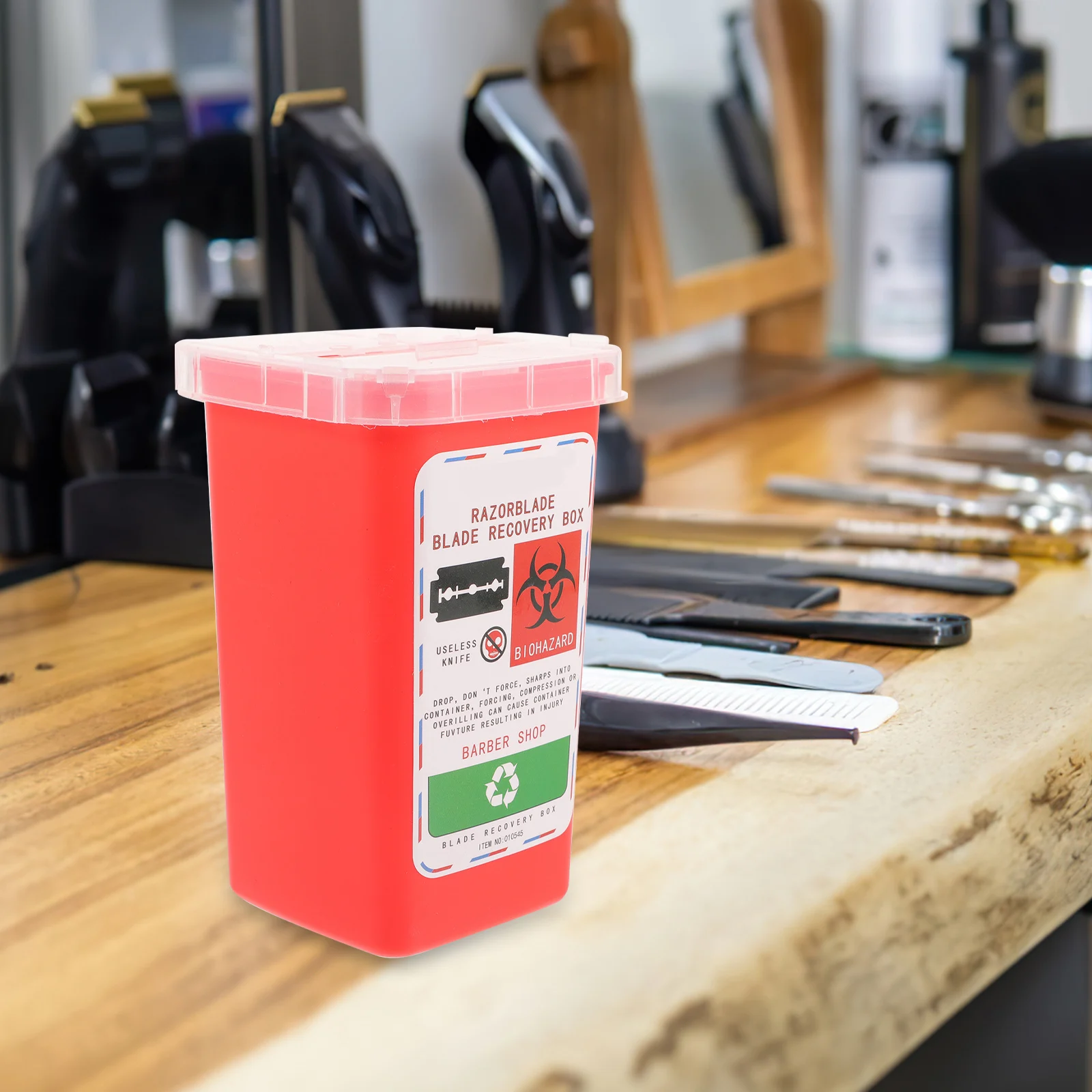 

Disposable Blade Recycling Box for Barbershop Hair Salon Large Capacity Shaving Blade Container Red Plastic