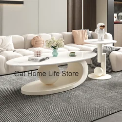 Aesthetic Oval Clear Coffee Tables Modern Design Metal Hotel White Nordic Coffee Table Living Room Low Mesa Furniture For Home