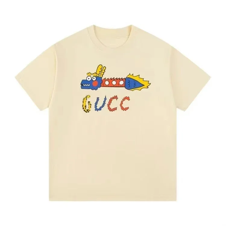 

2025 Trendy Brand New Dragon Pure Cotton Limited Letter Printing Loose Short-sleeved T-shirt with The Same Style of Men's