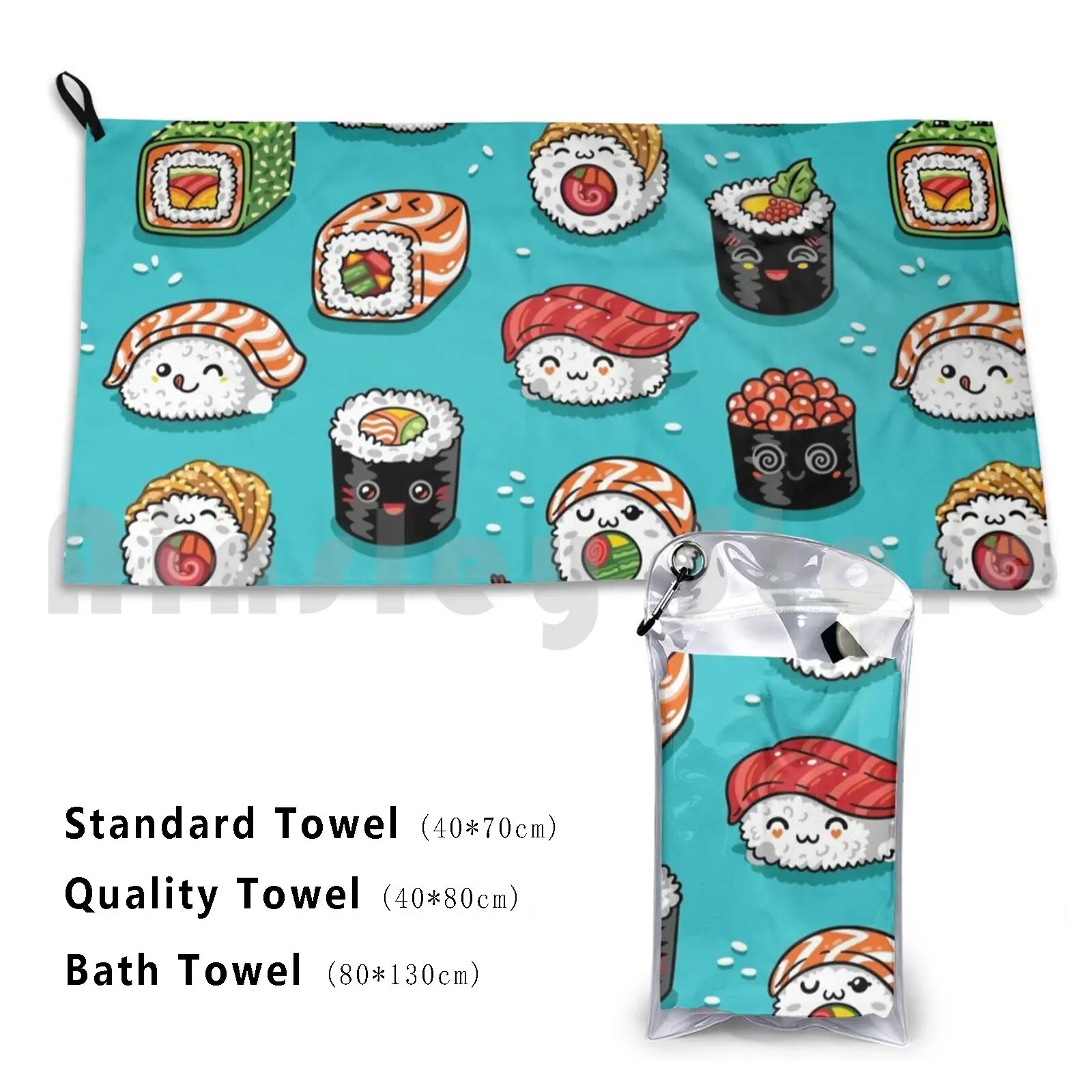 Sushi Rolls Custom Towel Bath Towel Sushi Artistic Colorful Trend Sushi Time Eating Retro Fashion New