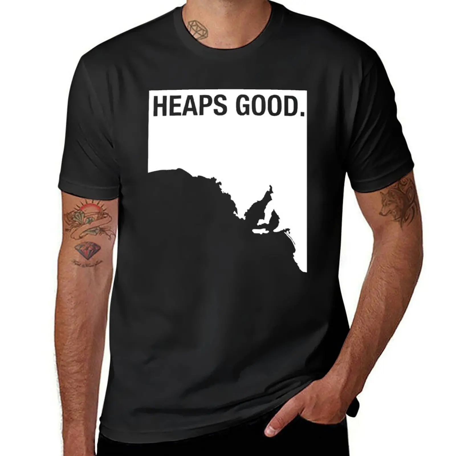 

Heaps For Goods Black Tee T-Shirt boys whites cute clothes summer top Short sleeve tee men