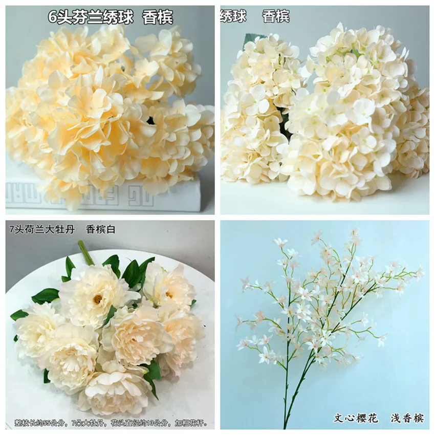

Hydrangea champagne wedding flowers, recommended champagne hydrangea rose artificial flowers wholesale