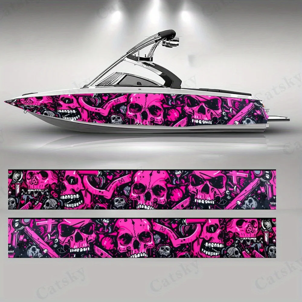 

Pink Skull Trend Boat sticker vinyl ship pontoon deck Boat fishing decorative pontoon boats decal