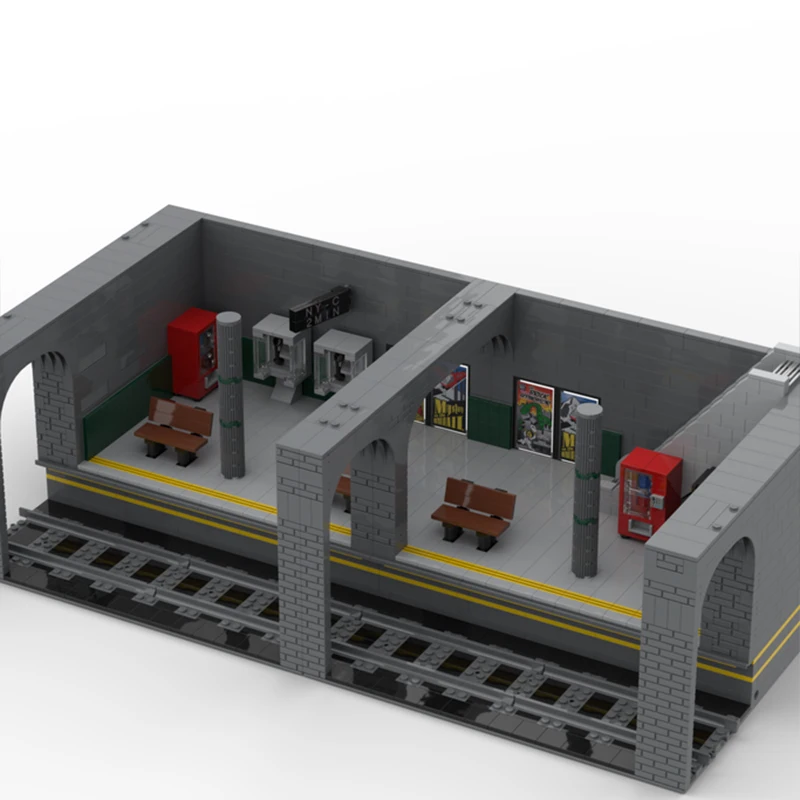 MOC Urban Transportation Subway Station With Metro 1DIY Building Blocks Model Technical Bricks Assembly Toys Children Gifts