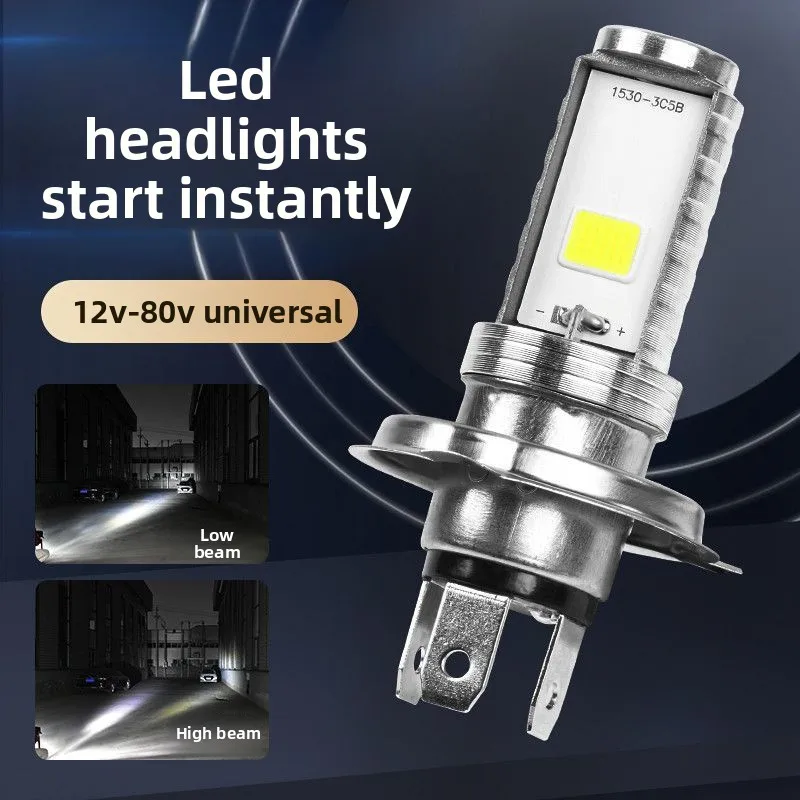 

Electric scooter super bright headlights, built-in concentrated front bulb, LED high and low beam H4 three-pronged white light.