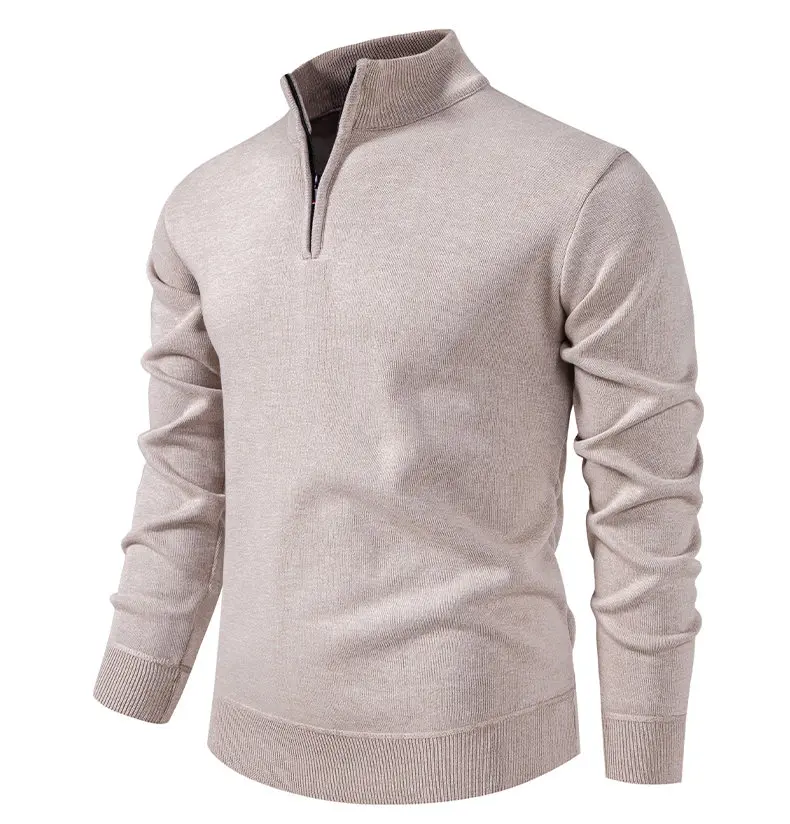 Herren-Fleece-Pullover mit halbem Reißverschluss und Stehkragen für Herbst und Winter, lässiges Jugendtrend-Strickoberteil, bequeme, vielseitige Kleidung – Detail 8