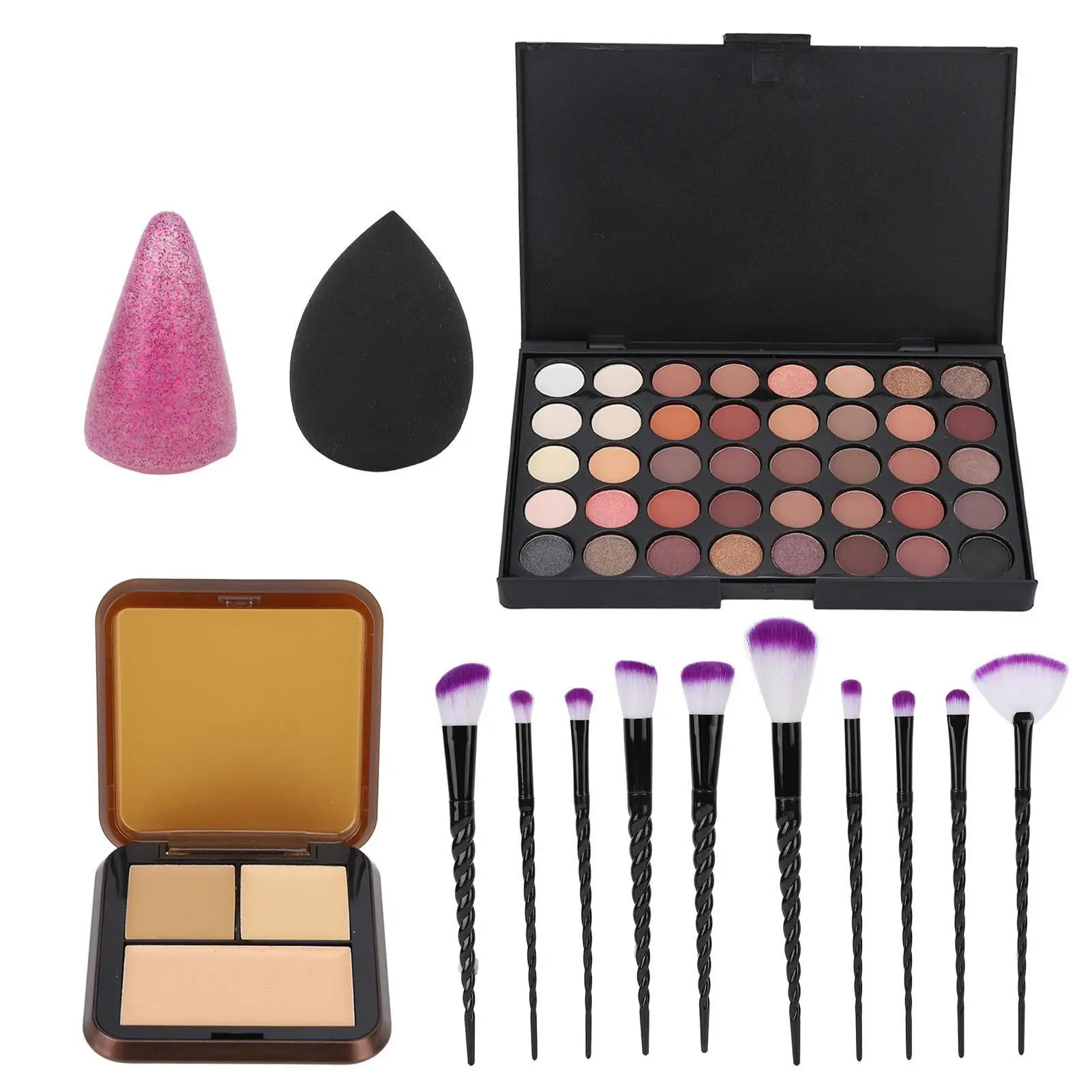 Highly Pigmented Face Contour & Eyeshadow Palette with Makeup Blender --Lasting for Weddings & for beauty Lovers