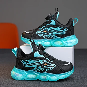 Chaussures de dehors à Semelle Épaisse avec Imprimé Dragon pour Garçon, Baskets d'Extérieur à la Mode, Tennis, Printemps, 2024