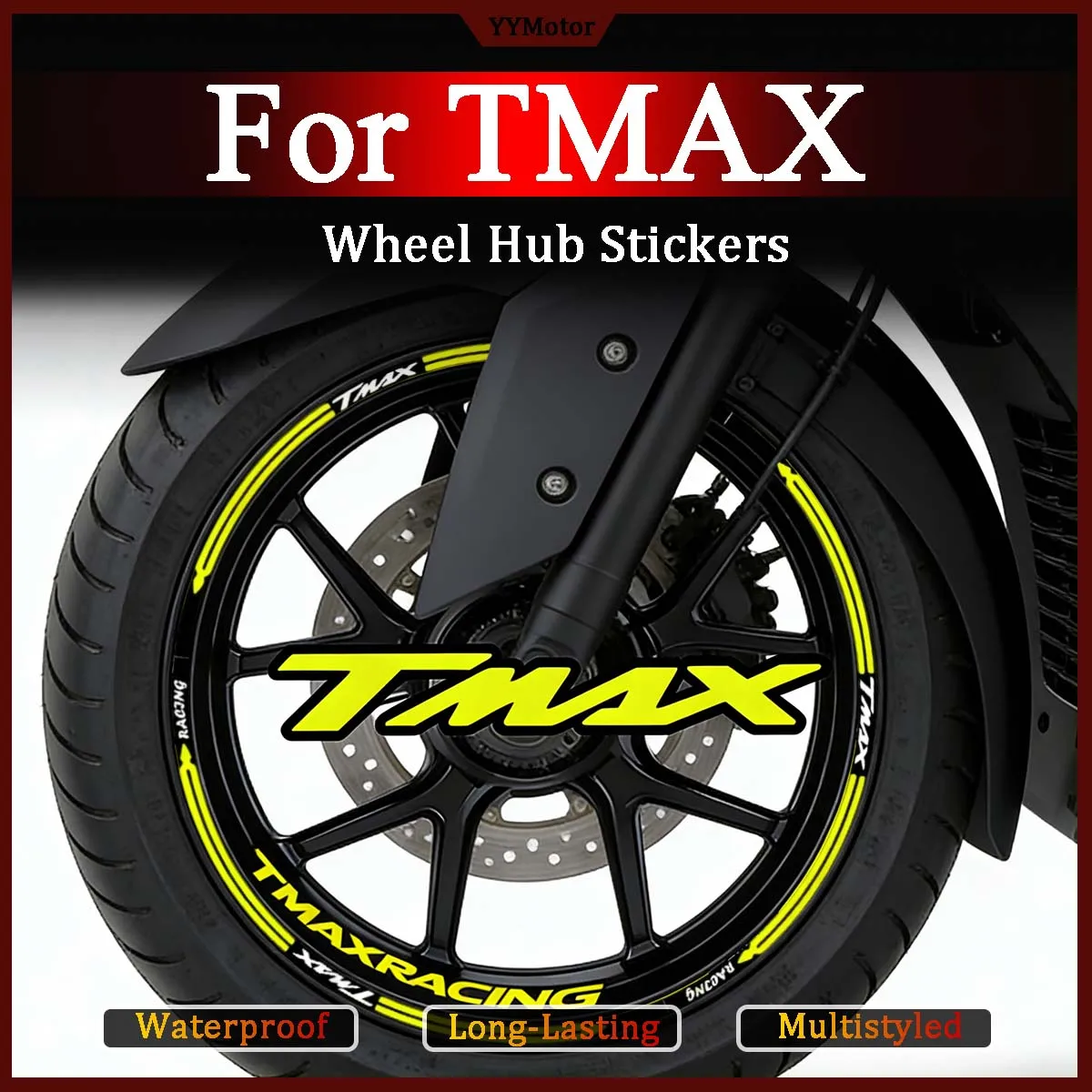 

For 15" Tmax TMAX 560 530 500 Reflective Motorcycle Wheel Hub Stickers Moto Scooter Inner Ring Rim Decor Vinyl Accessories Decal