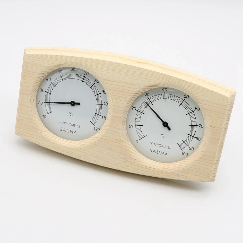 Double Sauna Accessory Wooden Hygrothermograph Thermometer Hygrometer Sauna Room